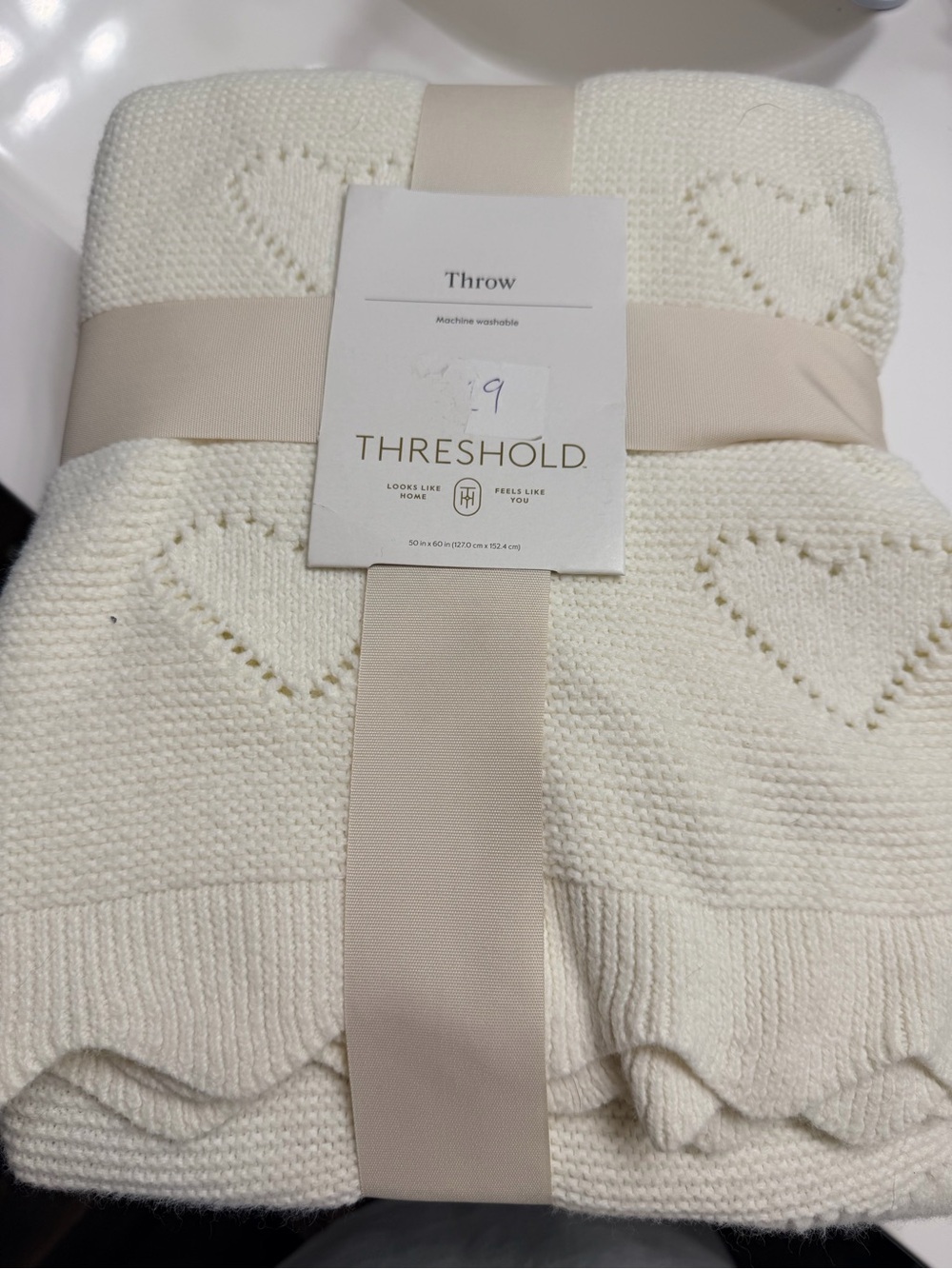 Threshold knitted heart throw NEW